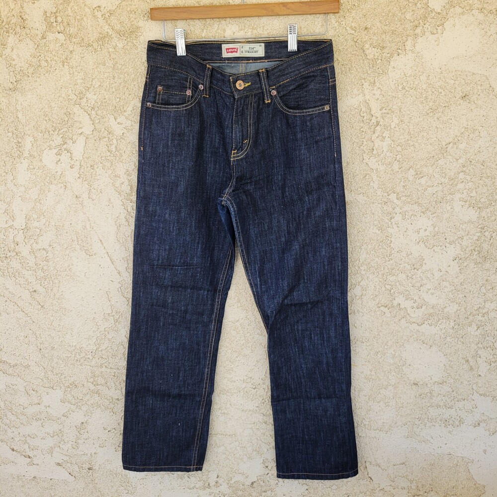 Levi's 514 Straight Fit Dark Denim Blue Jeans Tag 14 Reg Fit 27x27